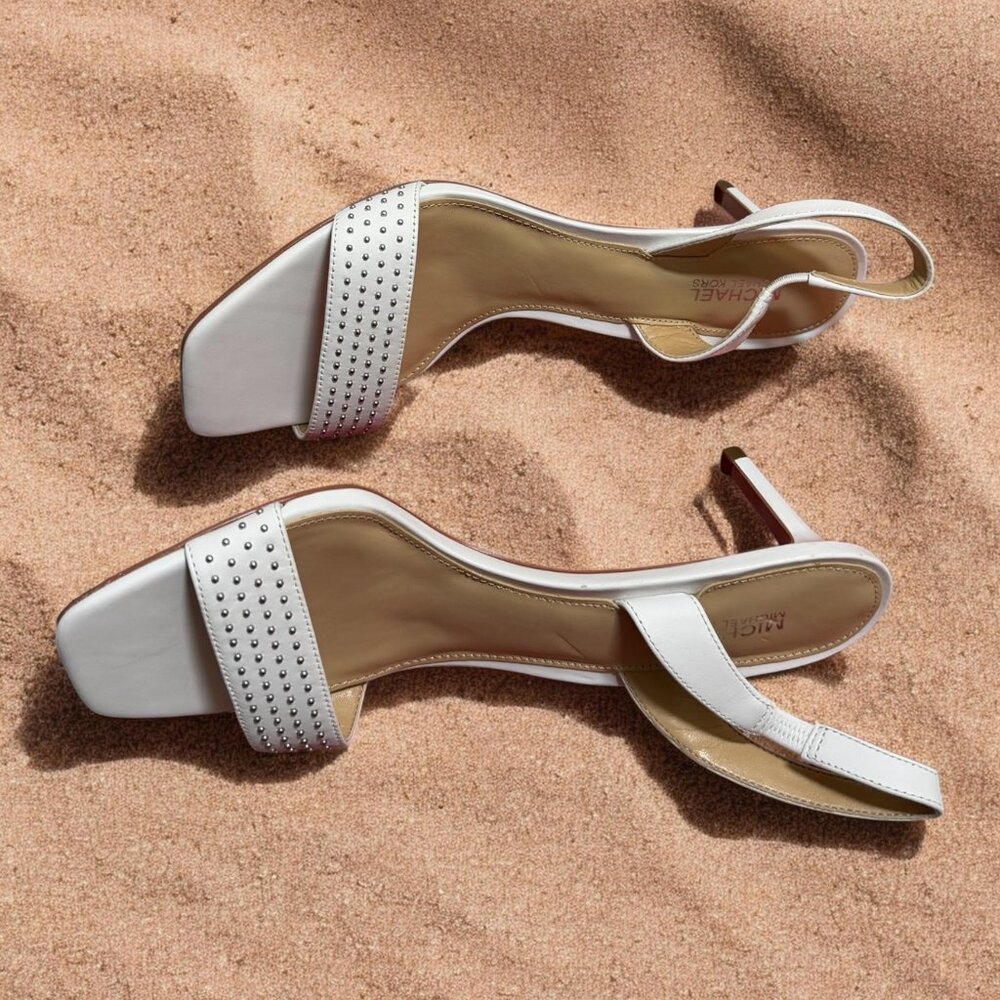 Size 7 - Michael Michael Kors White Studded Slingback Sandals – Modern & Elegant